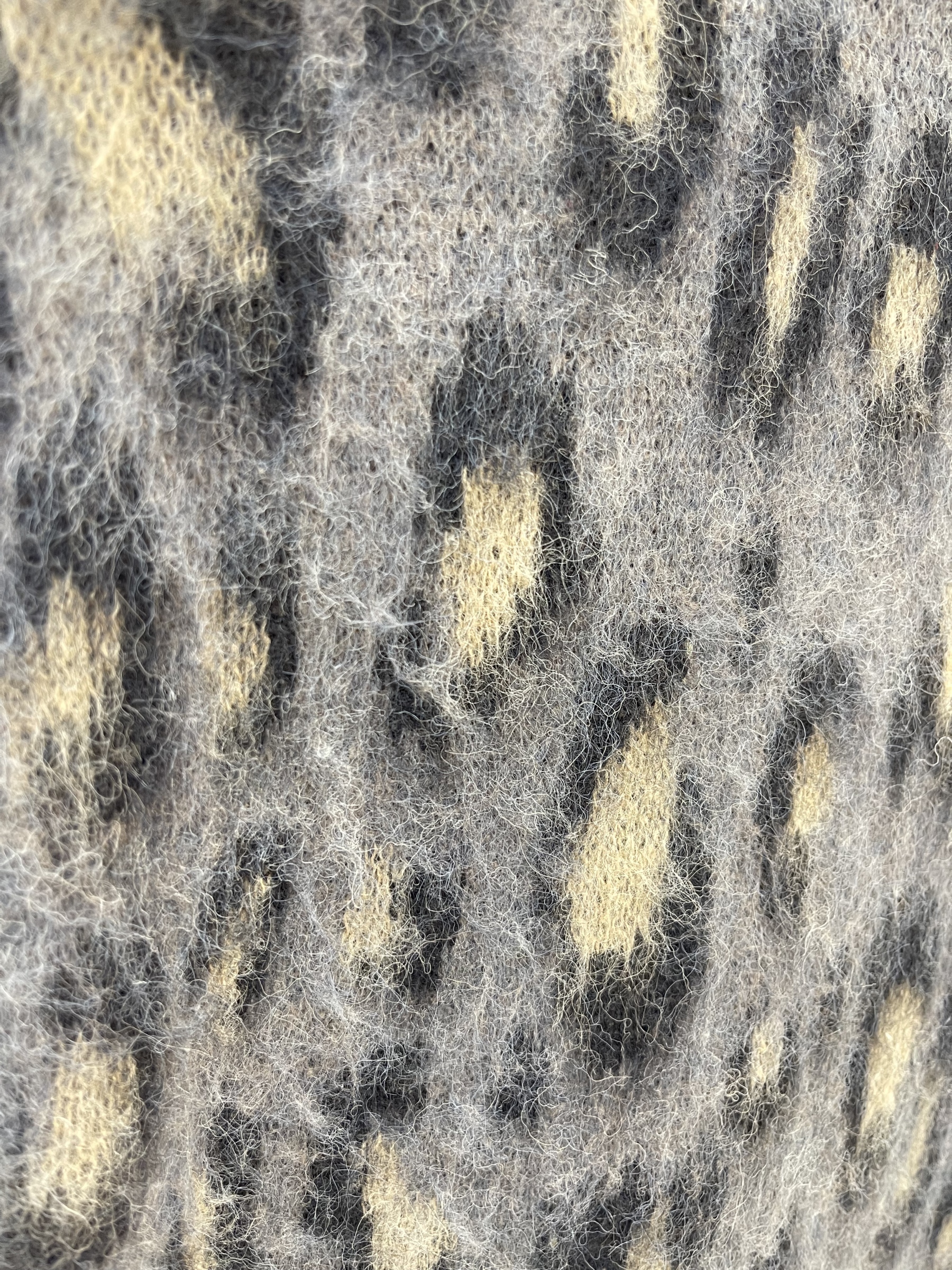 Fuzzy Grey Sleeveless Pullover with Animal - print Motif