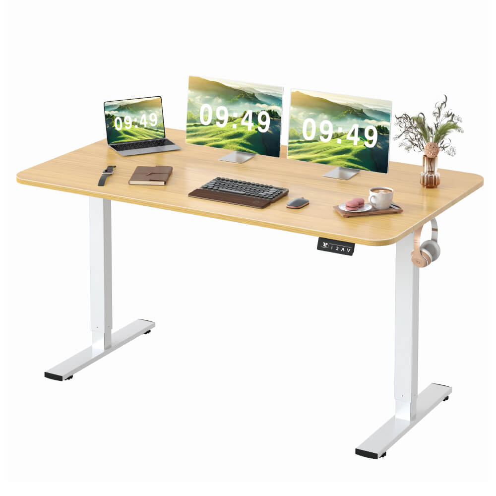 Electric Standing Desk with Memory Height Adjustment Large Wood Desktop