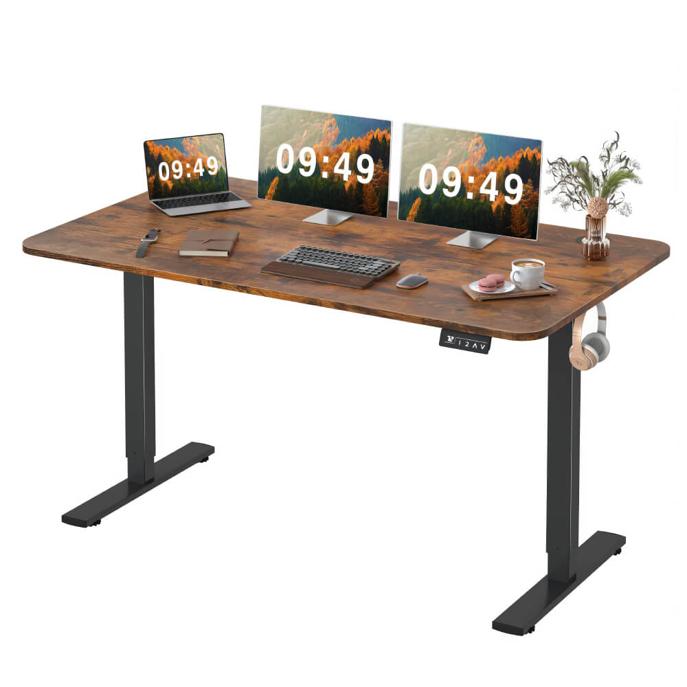Electric Standing Desk with Memory Height Adjustment Large Wood Desktop