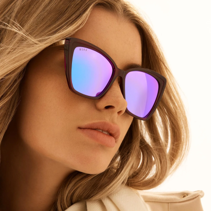 BECKY II - CREAM TORTOISE + PINK MIRROR SUNGLASSES
