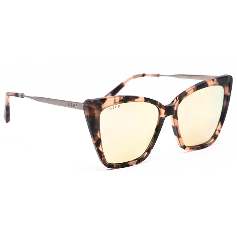 BECKY II - CREAM TORTOISE + PINK MIRROR SUNGLASSES