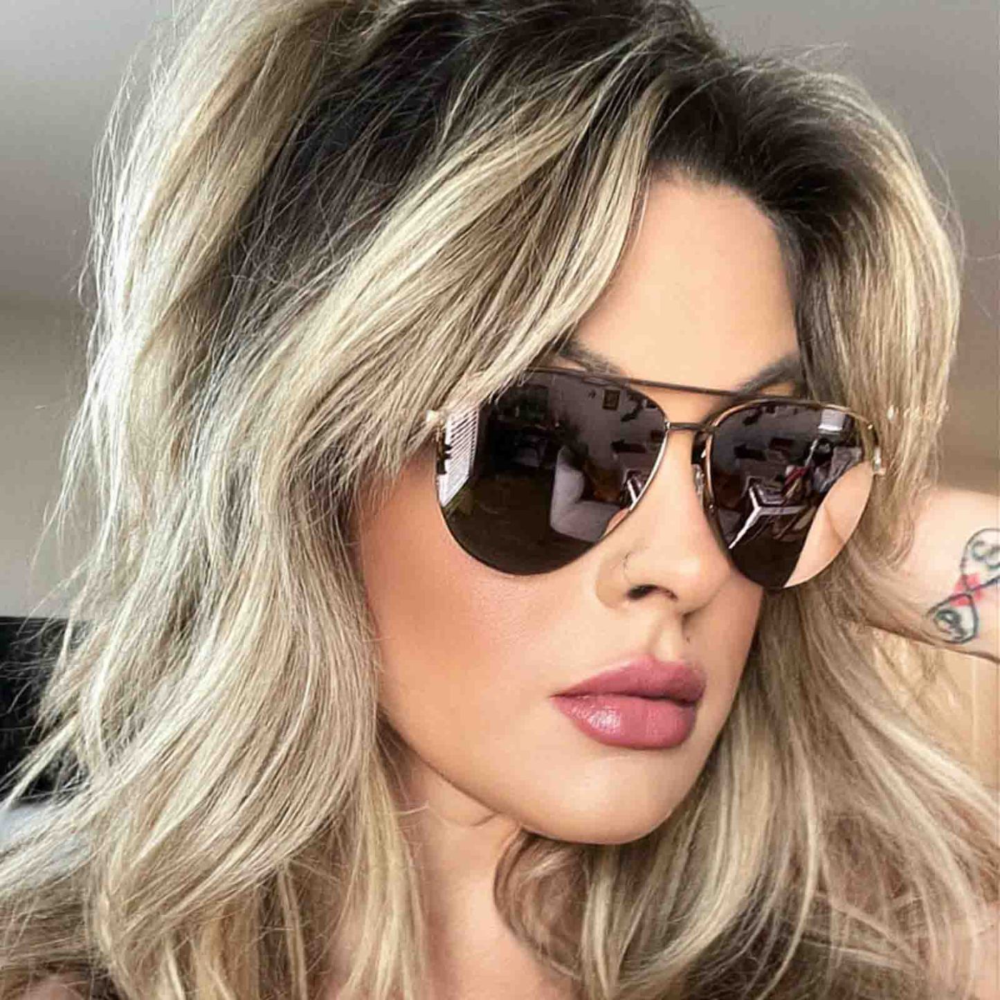 TATE - ROSE GOLD + CHERRY BLOSSOM MIRROR SUNGLASSES