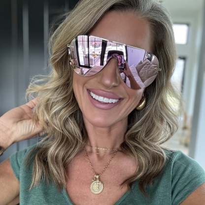 IMANI - GOLD + CHERRY BLOSSOM MIRROR SUNGLASSES