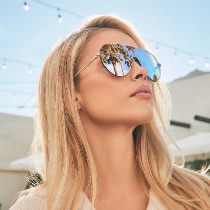 IMANI - GOLD + CHERRY BLOSSOM MIRROR SUNGLASSES