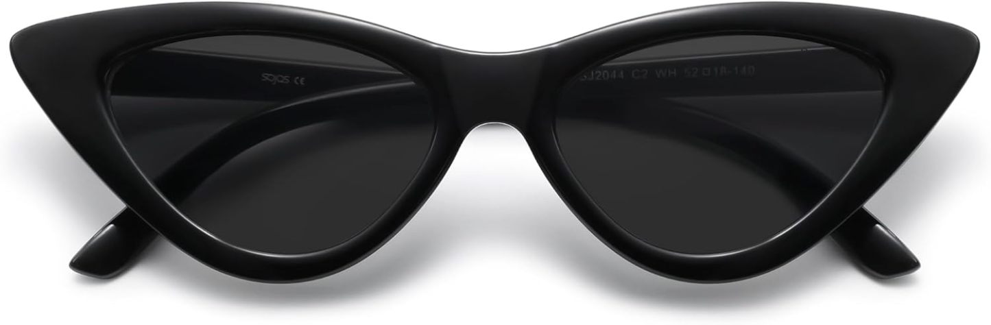 SOthtJOS Retro Vintage Narrow Cat Eye Sunglasses for Women Clout Goggles Plastic Frame SJ2044