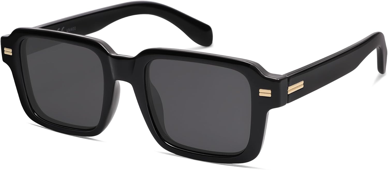 SOthtJOS Trendy Square Polarized Sunglasses for Women, 70s 80s Retro Rectangle Shades SJ2345