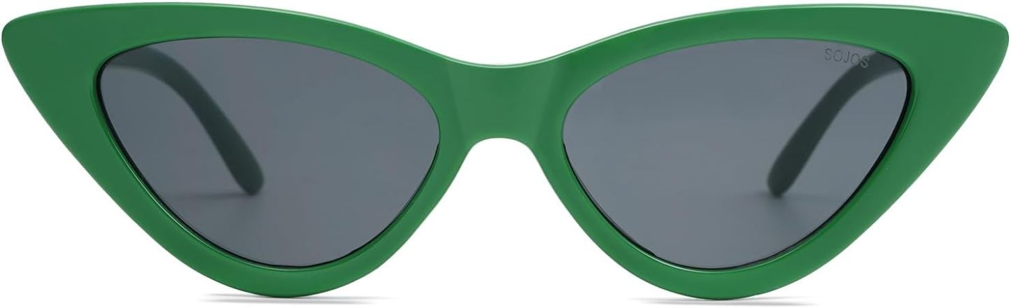 SOthtJOS Retro Vintage Narrow Cat Eye Sunglasses for Women Clout Goggles Plastic Frame SJ2044