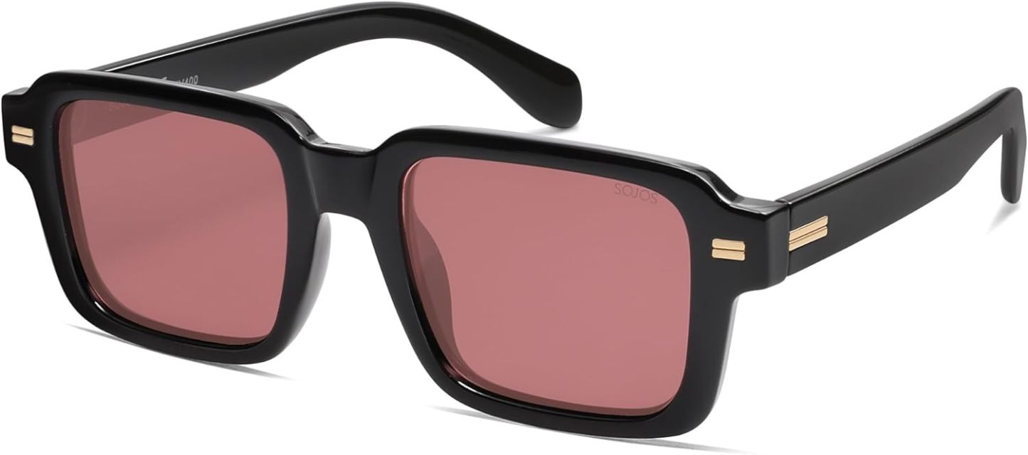 SOthtJOS Trendy Square Polarized Sunglasses for Women, 70s 80s Retro Rectangle Shades SJ2345
