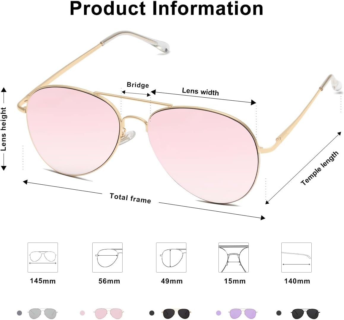 SOthtJOS Classic Aviator Sunglasses for Women Men Metal Spring Hinges SJ1030