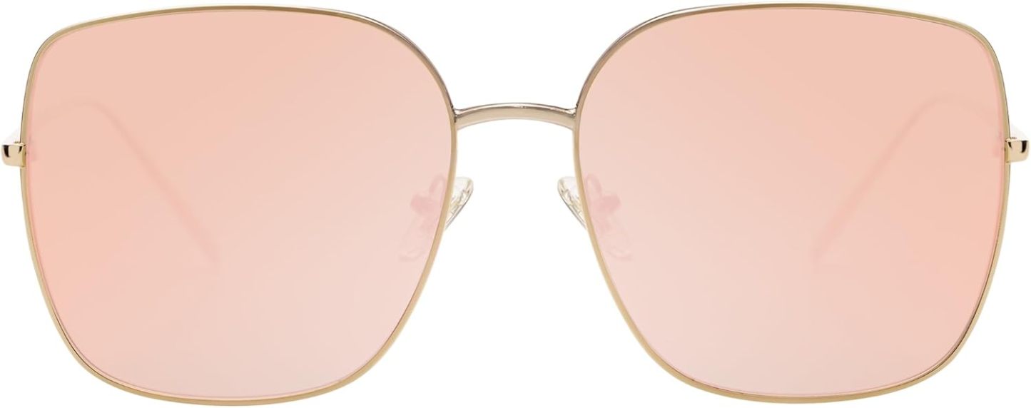 SOthtJOS Trendy Oversized Square Metal Frame Sunglasses for Women Men Retro Big Flat Lens UV Protection Sunglasses SJ1146