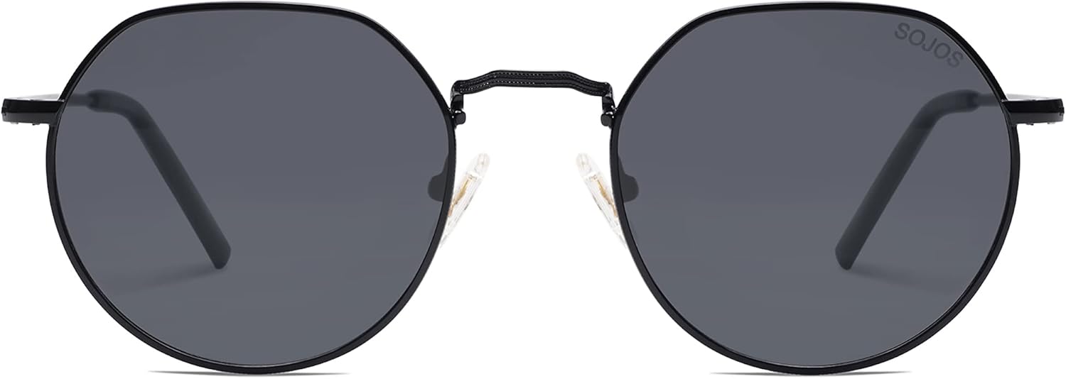 SOthtJOS Round Polygon Polarized Sunglasses for Women Men Retro Classic Vintage Panto Shades SJ1157