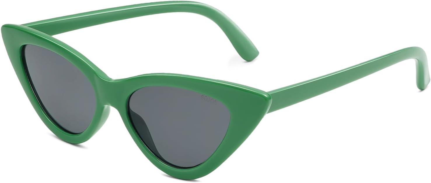 SOthtJOS Retro Vintage Narrow Cat Eye Sunglasses for Women Clout Goggles Plastic Frame SJ2044