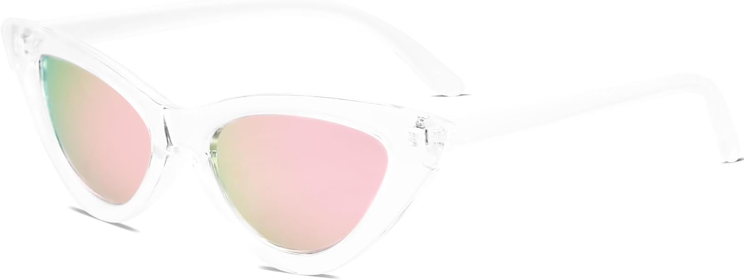 SOthtJOS Retro Vintage Narrow Cat Eye Sunglasses for Women Clout Goggles Plastic Frame SJ2044