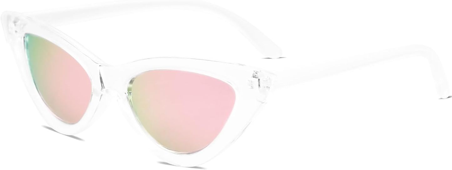 SOthtJOS Retro Vintage Narrow Cat Eye Sunglasses for Women Clout Goggles Plastic Frame SJ2044