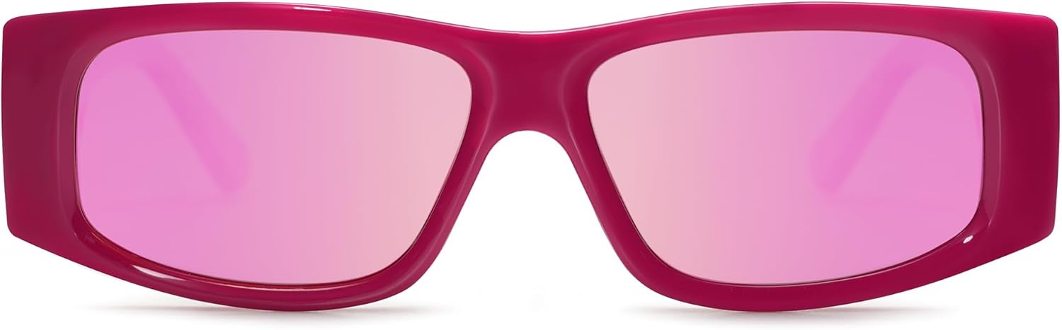 SOthtJOS Trendy Y2K Rectangle Polarized Sunglasses for Women Men Fashion Designer Rave Sunglasses SJ2228