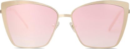 SOthtJOS Cateye Sunglasses for Women Fashion Mirrored Lens Metal Frame SJ1086