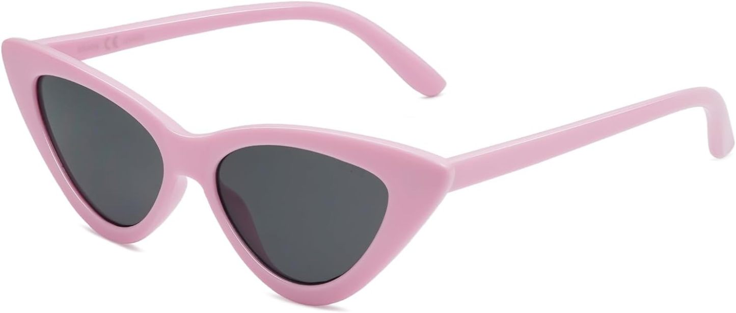 SOthtJOS Retro Vintage Narrow Cat Eye Sunglasses for Women Clout Goggles Plastic Frame SJ2044