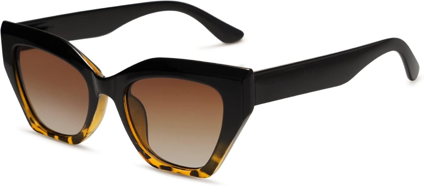 SOthtJOS Square Cat Eye Polarized Sunglasses for Women Retro Classic V