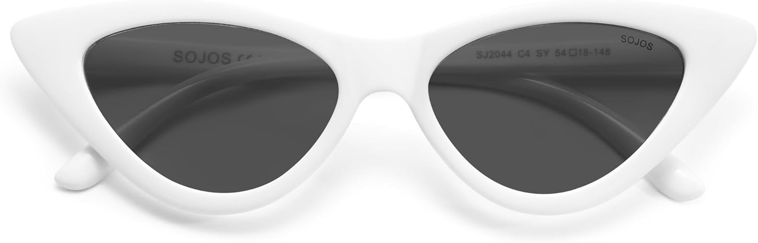 SOthtJOS Retro Vintage Narrow Cat Eye Sunglasses for Women Clout Goggles Plastic Frame SJ2044