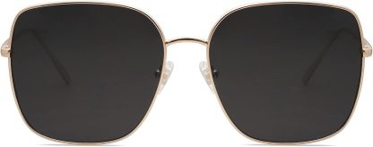 SOthtJOS Trendy Oversized Square Metal Frame Sunglasses for Women Men Retro Big Flat Lens UV Protection Sunglasses SJ1146