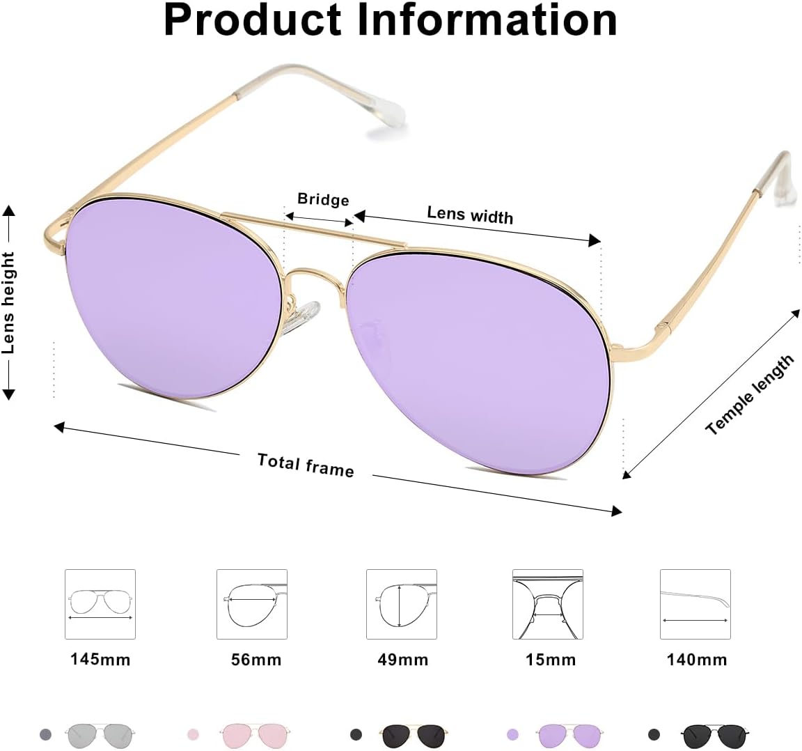 SOthtJOS Classic Aviator Sunglasses for Women Men Metal Spring Hinges SJ1030