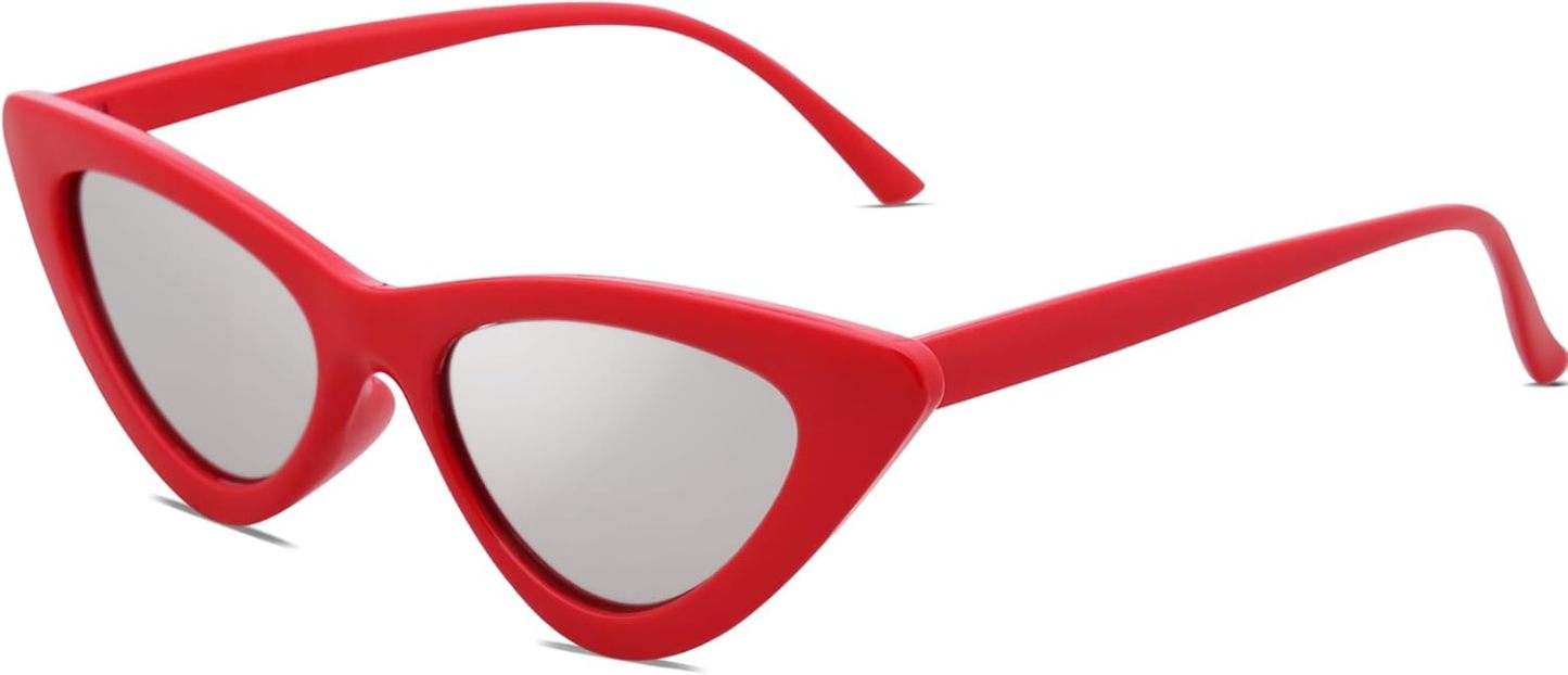SOthtJOS Retro Vintage Narrow Cat Eye Sunglasses for Women Clout Goggles Plastic Frame SJ2044