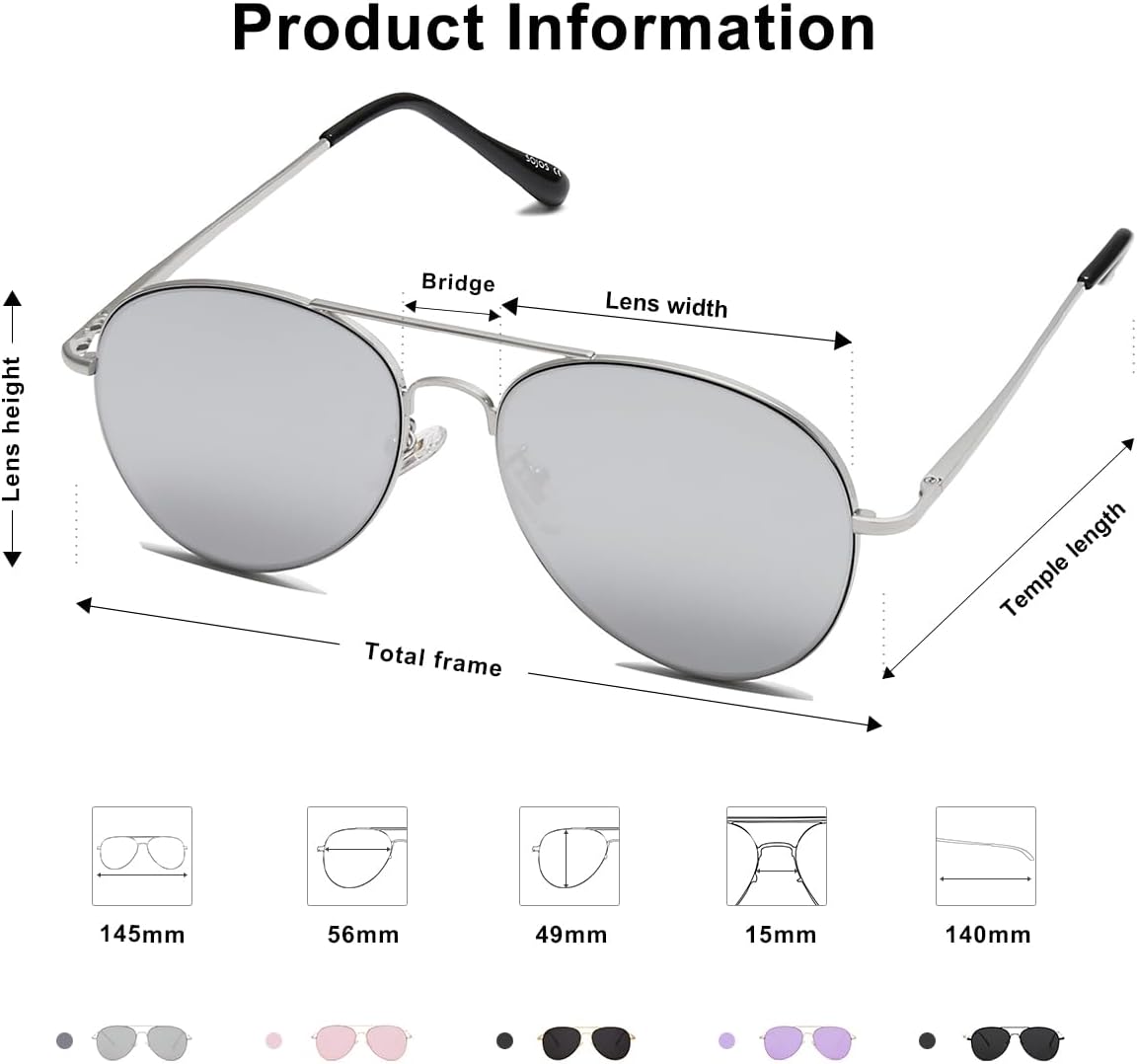 SOthtJOS Classic Aviator Sunglasses for Women Men Metal Spring Hinges SJ1030