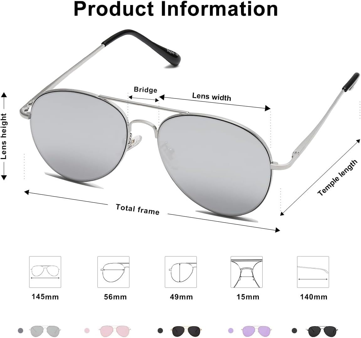 SOthtJOS Classic Aviator Sunglasses for Women Men Metal Spring Hinges SJ1030
