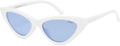 SOthtJOS Retro Vintage Narrow Cat Eye Sunglasses for Women Clout Goggles Plastic Frame SJ2044