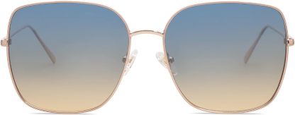 SOthtJOS Trendy Oversized Square Metal Frame Sunglasses for Women Men Retro Big Flat Lens UV Protection Sunglasses SJ1146