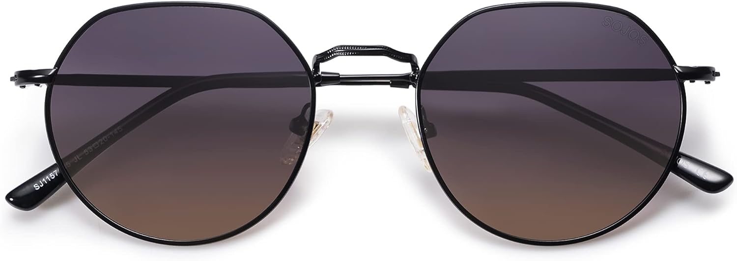 SOthtJOS Round Polygon Polarized Sunglasses for Women Men Retro Classic Vintage Panto Shades SJ1157