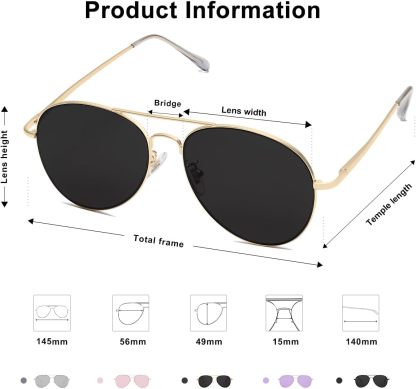 SOthtJOS Classic Aviator Sunglasses for Women Men Metal Spring Hinges SJ1030