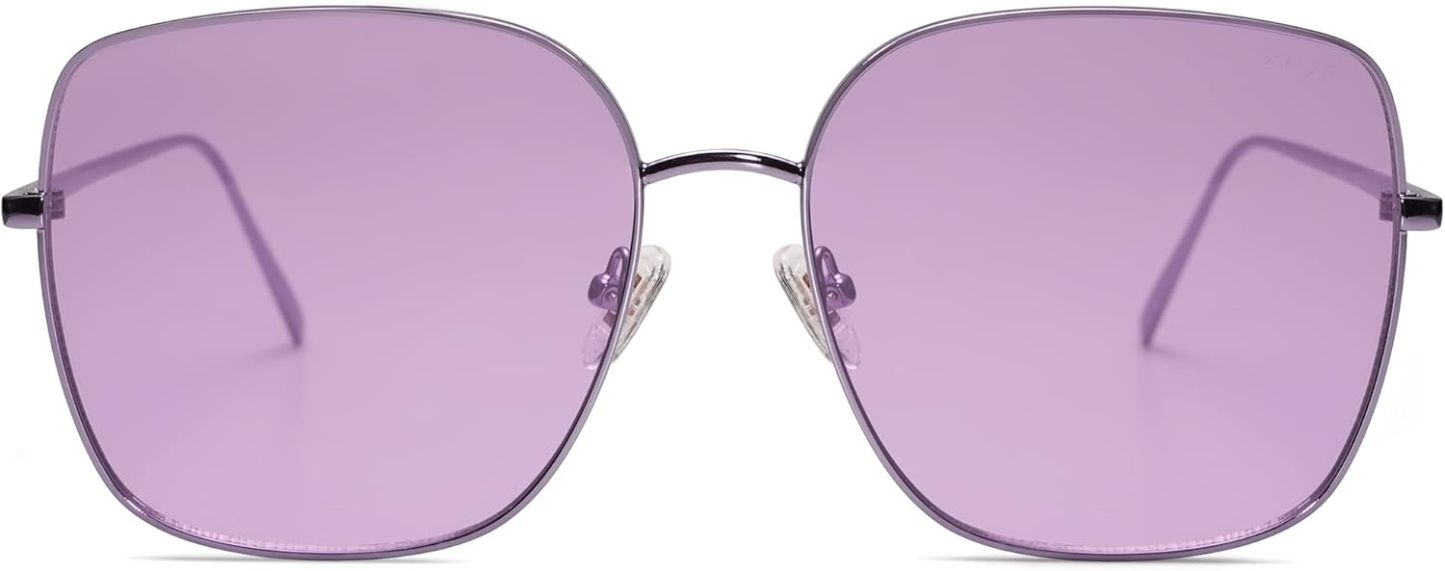 SOthtJOS Trendy Oversized Square Metal Frame Sunglasses for Women Men Retro Big Flat Lens UV Protection Sunglasses SJ1146