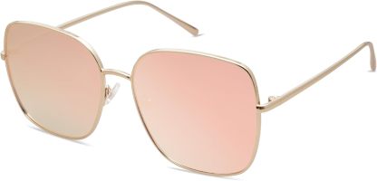 SOthtJOS Trendy Oversized Square Metal Frame Sunglasses for Women Men Retro Big Flat Lens UV Protection Sunglasses SJ1146