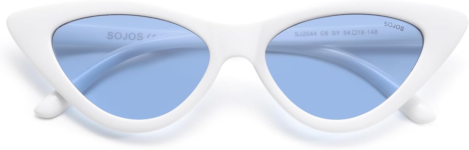 SOthtJOS Retro Vintage Narrow Cat Eye Sunglasses for Women Clout Goggles Plastic Frame SJ2044