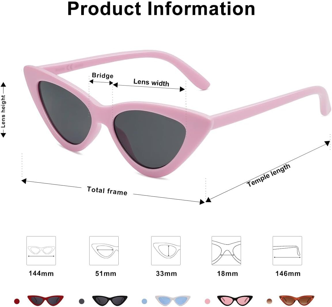 SOthtJOS Retro Vintage Narrow Cat Eye Sunglasses for Women Clout Goggles Plastic Frame SJ2044