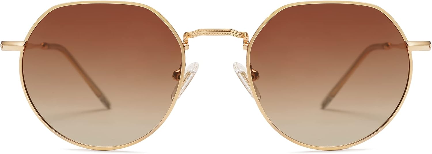 SOthtJOS Round Polygon Polarized Sunglasses for Women Men Retro Classic Vintage Panto Shades SJ1157