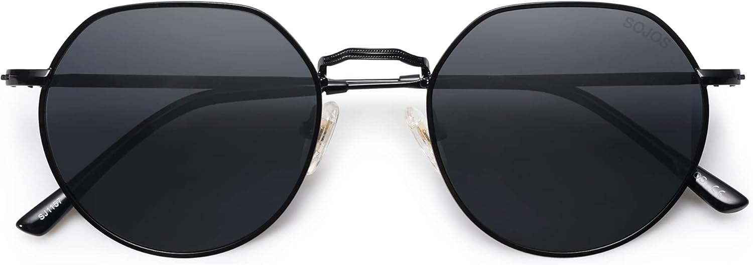 SOthtJOS Round Polygon Polarized Sunglasses for Women Men Retro Classic Vintage Panto Shades SJ1157