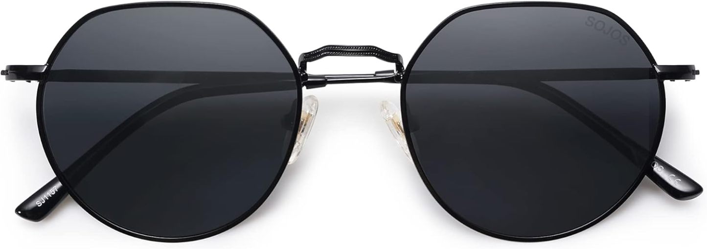 SOthtJOS Round Polygon Polarized Sunglasses for Women Men Retro Classic Vintage Panto Shades SJ1157