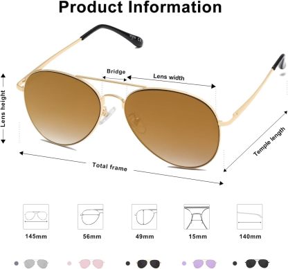 SOthtJOS Classic Aviator Sunglasses for Women Men Metal Spring Hinges SJ1030
