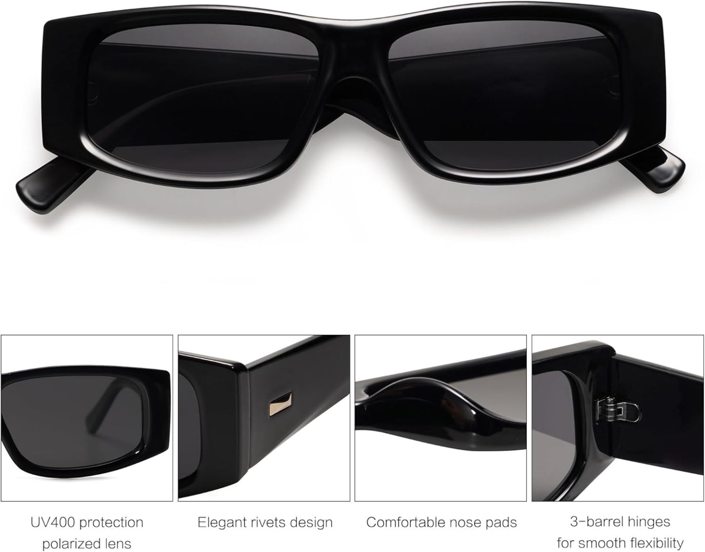 SOthtJOS Trendy Y2K Rectangle Polarized Sunglasses for Women Men Fashion Designer Rave Sunglasses SJ2228
