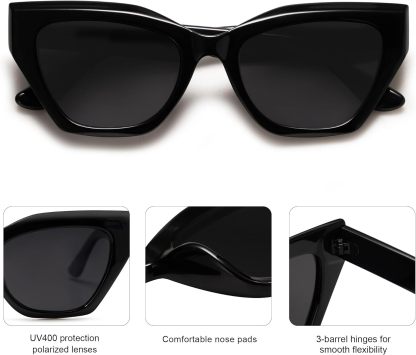 SOthtJOS Square Cat Eye Polarized Sunglasses for Women Retro Classic Vintage Trendy Cateye Shades Sunnies Gafas de sole SJ2235