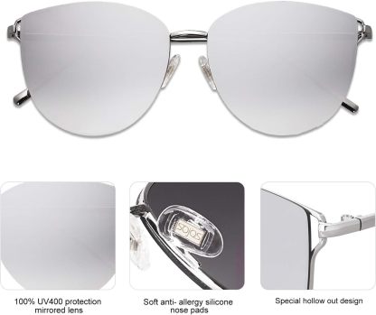 SOthtJOS Mirrored Flat Lens Fashion Sunglasses for Women SJ1085