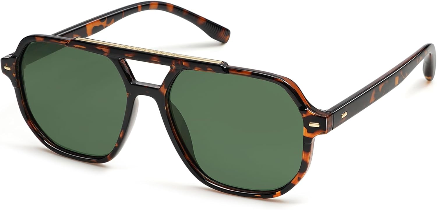 SOthtJOS Retro Trendy Aviator Polarized Sunglasses Men Women Vintage 70s Square Stylish Frame Sun Glasses SJ2283