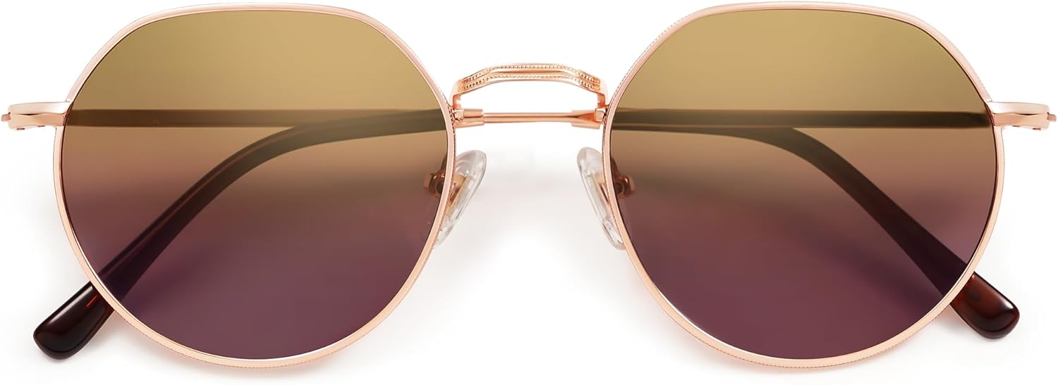 SOthtJOS Round Polygon Polarized Sunglasses for Women Men Retro Classic Vintage Panto Shades SJ1157
