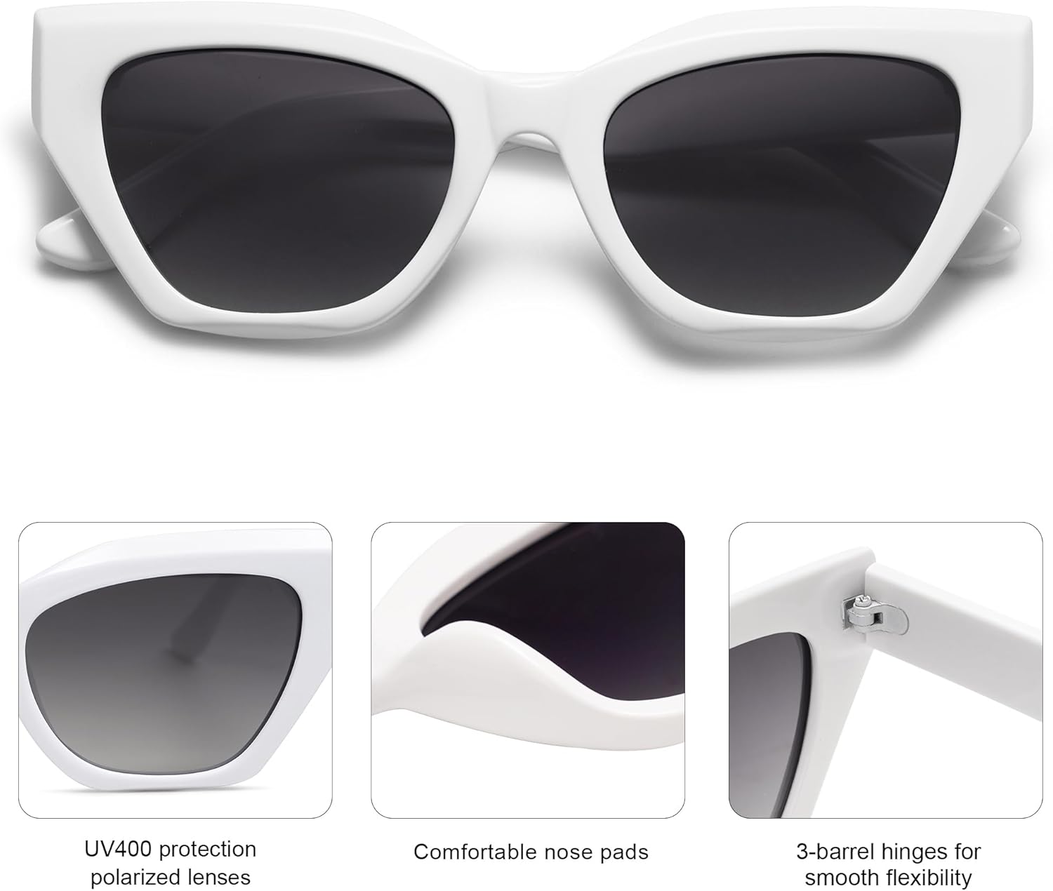 SOthtJOS Square Cat Eye Polarized Sunglasses for Women Retro Classic Vintage Trendy Cateye Shades Sunnies Gafas de sole SJ2235