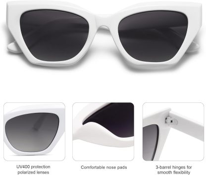 SOthtJOS Square Cat Eye Polarized Sunglasses for Women Retro Classic Vintage Trendy Cateye Shades Sunnies Gafas de sole SJ2235