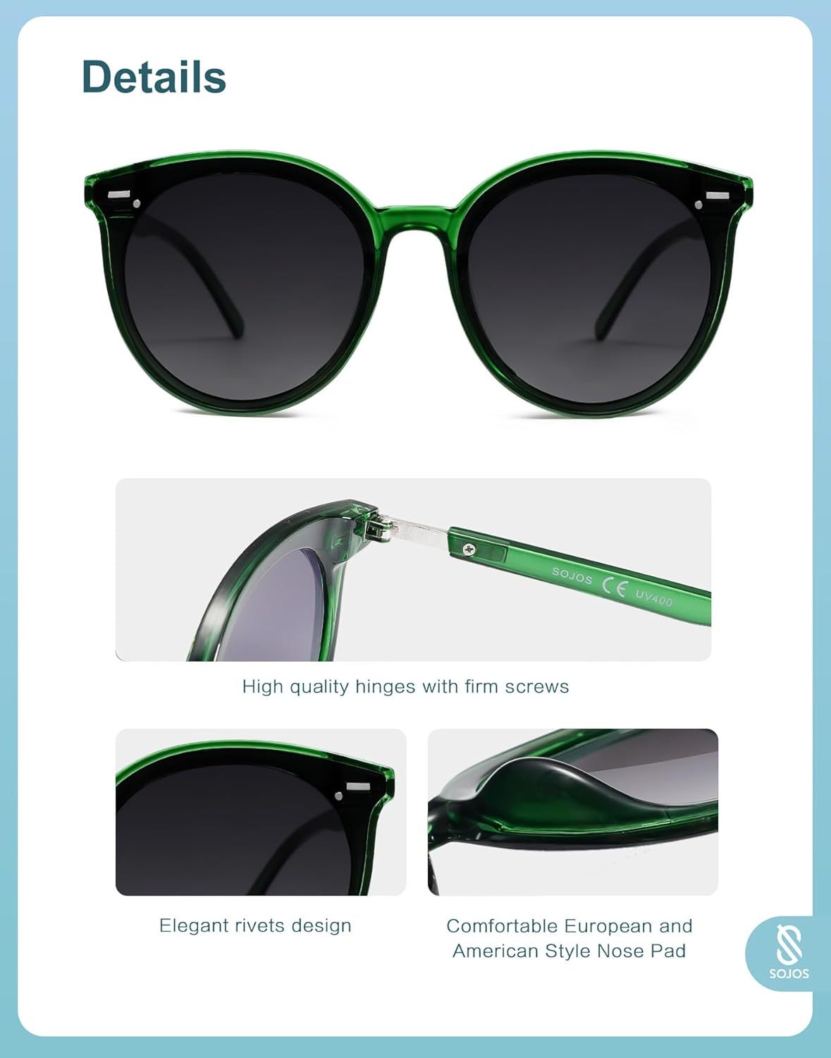 SOthtJOS Sunglasses Womens Trendy 2025 Classic Round Retro Vintage Shades Large Frame Sunnies SJ2067