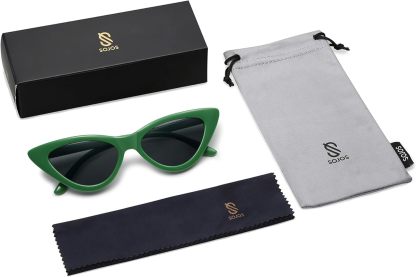 SOthtJOS Retro Vintage Narrow Cat Eye Sunglasses for Women Clout Goggles Plastic Frame SJ2044