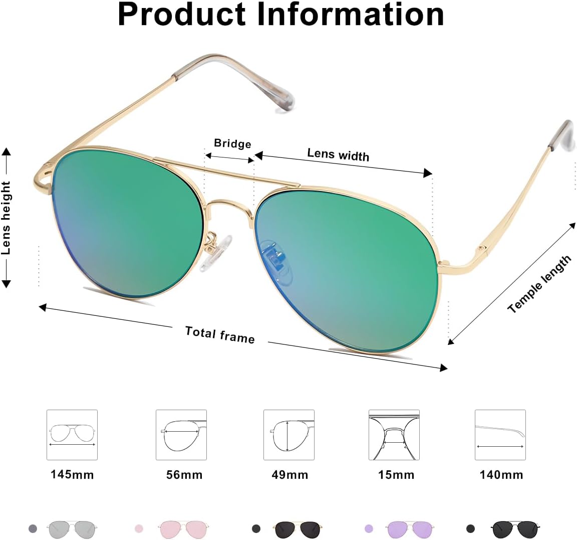 SOthtJOS Classic Aviator Sunglasses for Women Men Metal Spring Hinges SJ1030